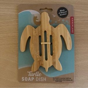 NWT Bamboo Wood Turtle Soap Sponge Dish Island Style Spoon Rest by Kikkerland